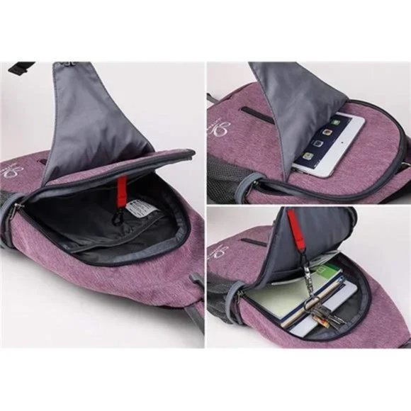 Crossbody Sling Backpack Sling Bag Purple - Picture 4 of 7